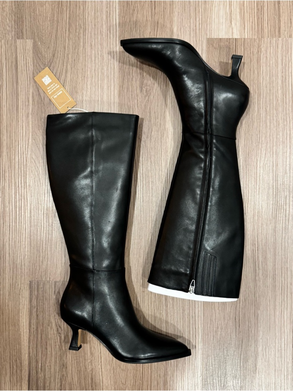 Dolce Vita Black Knee-High Pointed-Toe Heeled Boots